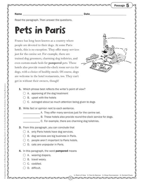 Comprehension Skills: 40 Short Passages for Close Reading: Grade 4