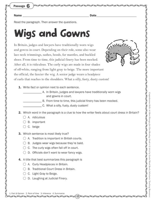 Scholastic Comprehension Skills: 40 Short Passages for Close Reading ...