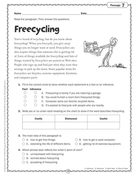 Comprehension Skills: 40 Short Passages for Close Reading: Grade 4