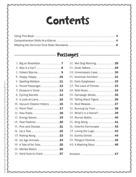 Comprehension Skills: 40 Short Passages for Close Reading: Grade 5