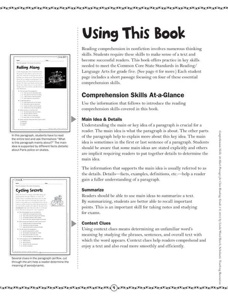 Comprehension Skills: 40 Short Passages for Close Reading: Grade 5