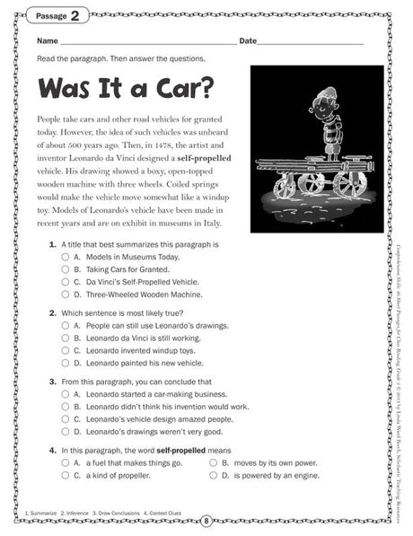 Comprehension Skills: 40 Short Passages for Close Reading: Grade 5