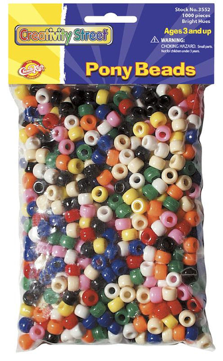 Bright Hues Pony Beads - 1,000 Beads
