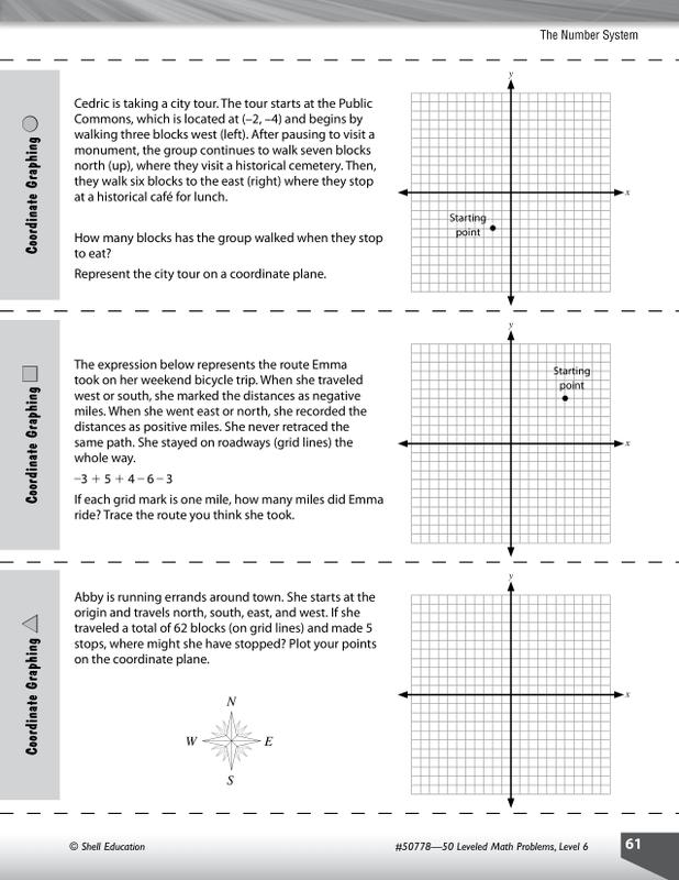 Shell Education 50 Leveled Math Problems Activity Book With CD, Level 6 ...