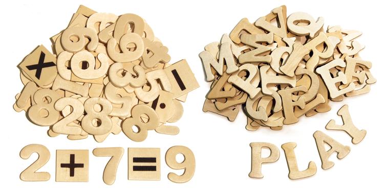 Wood Letters & Numbers - 200 Piece Set