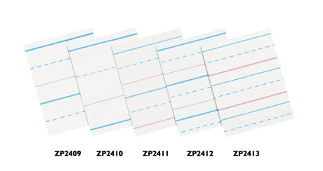 Zaner-Bloser&trade; Broken Midline Sulphite Paper, 1/2" Ruled Long Way, Grade 2