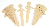 People Shaped Wood Craft Sticks - 36 Pieces