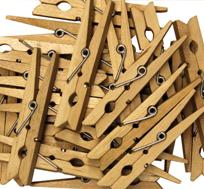 Large Wooden Spring Clothespins - 24 Pieces