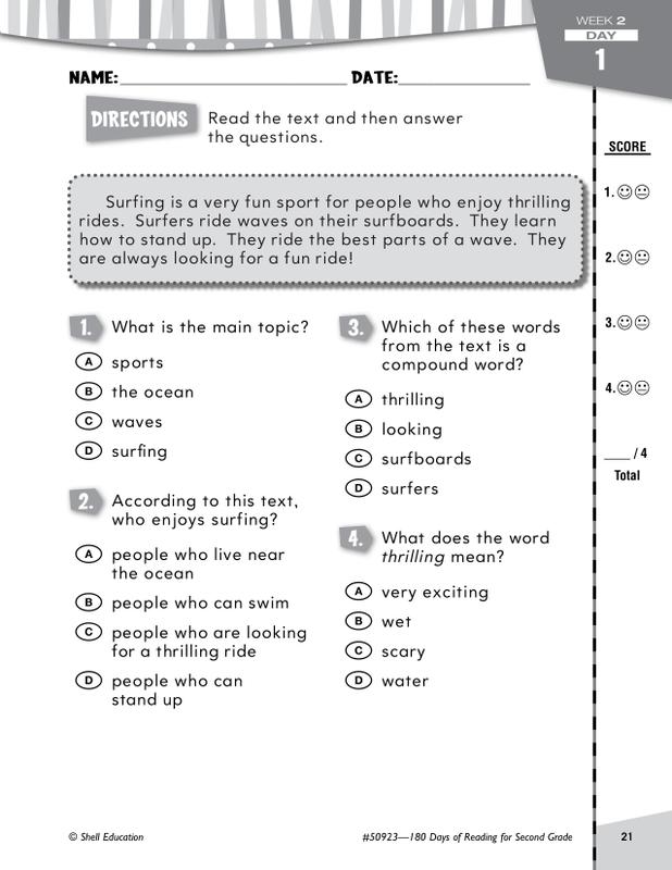 180 Days Of Reading Book For Second Grade