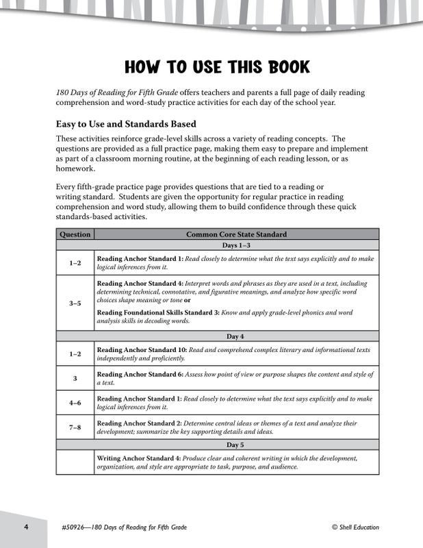 180 Days Of Reading Book For Fifth Grade