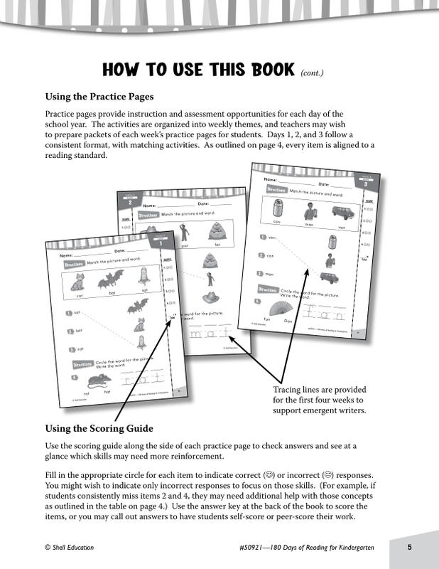180 Days Of Reading Book For Kindergarten