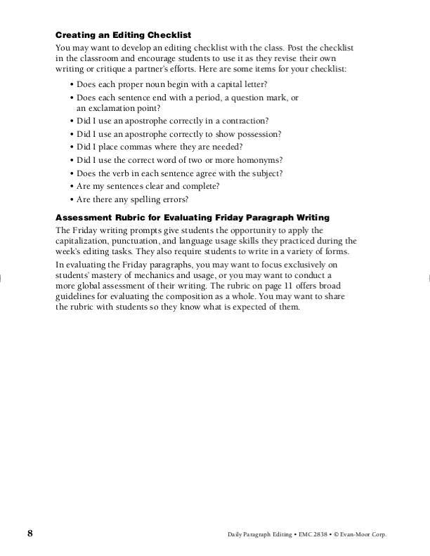 Daily Paragraph Editing, Grade 8