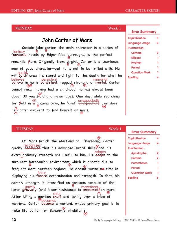 Daily Paragraph Editing, Grade 8