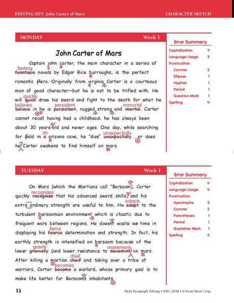 Daily Paragraph Editing, Grade 8
