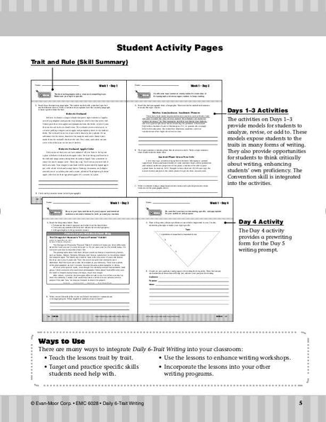 Daily 6-Trait Writing, Grade 8