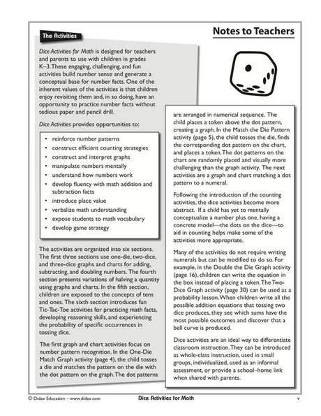 Dice Activities for Math