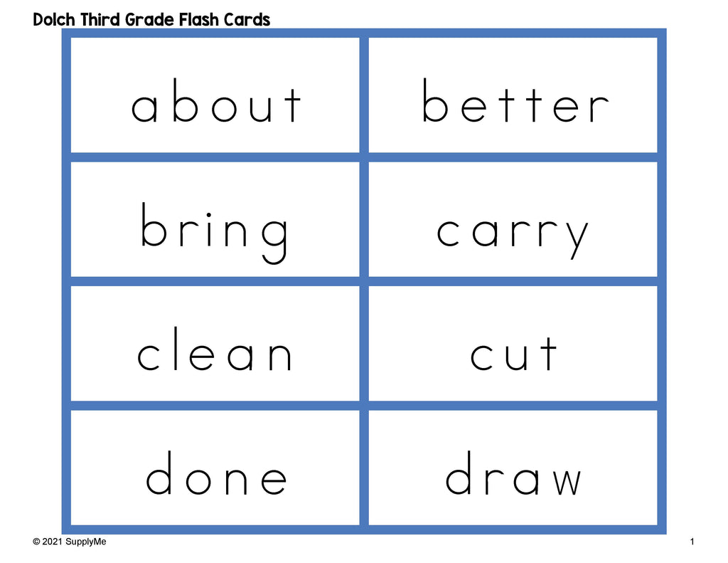 3rd grade sight words flash cards Third Grade Sight Word Flash Cards, 5 Variations, All 41 Dolch 3rd Gra – SupplyMe
