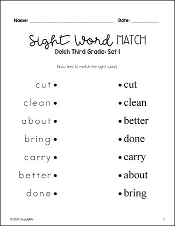 Third Grade Sight Words Bundle - Dolch 3rd Grade Sight Word Worksheets, Printables, Flash Cards, And More - 24 Activities