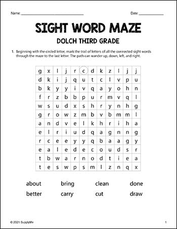 Third Grade Sight Words Bundle - Dolch 3rd Grade Sight Word Worksheets, Printables, Flash Cards, And More - 24 Activities