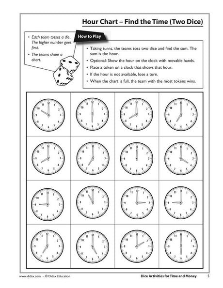 Dice Activities For Time & Money 