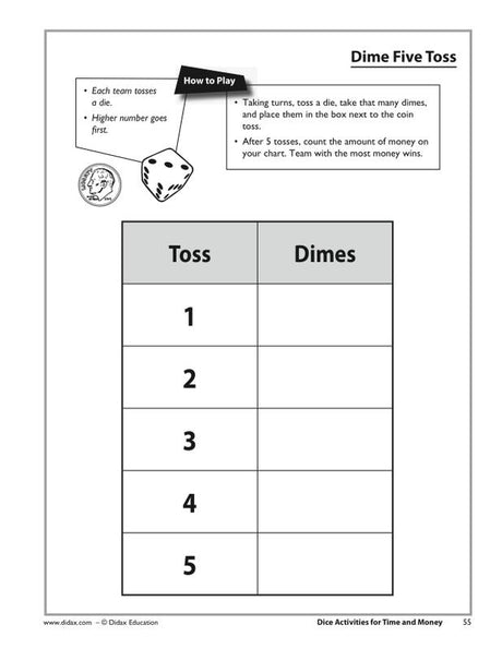Dice Activities For Time & Money 
