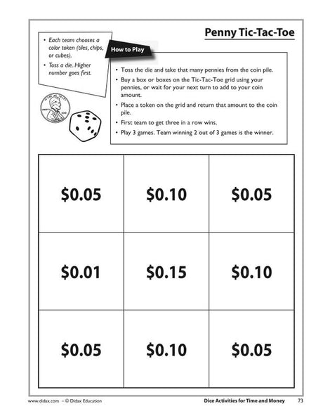 Dice Activities For Time & Money 