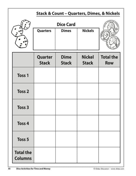 Dice Activities For Time & Money 
