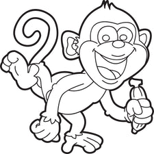 Cartoon Monkey Coloring Page #1