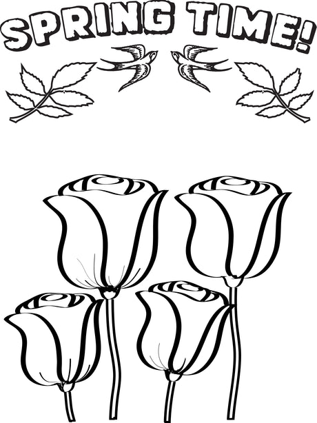 Spring Flowers Coloring Page