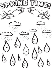 Raindrops Spring Coloring Page