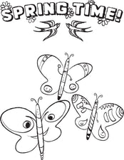 Spring Time Butterfly Coloring Page