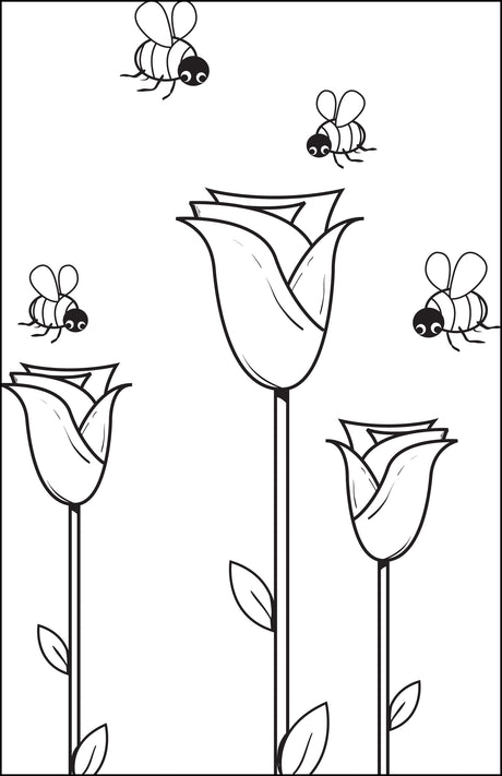Cartoon Bee Coloring Page #2