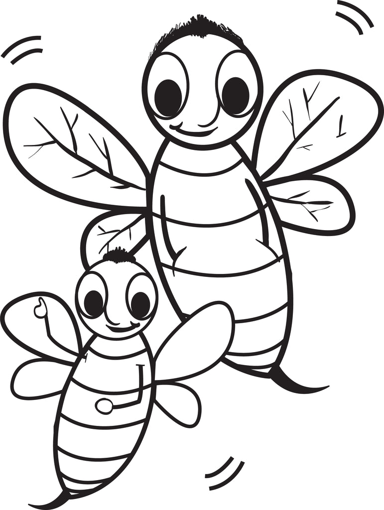Cartoon Bee Coloring Page #1