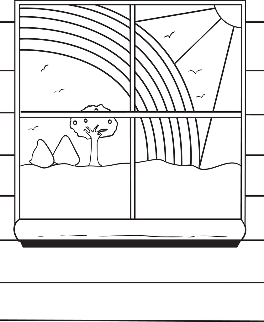 Beautiful Sun and Rainbow Coloring Page