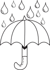 Umbrella with Raindrops - Spring Coloring Page