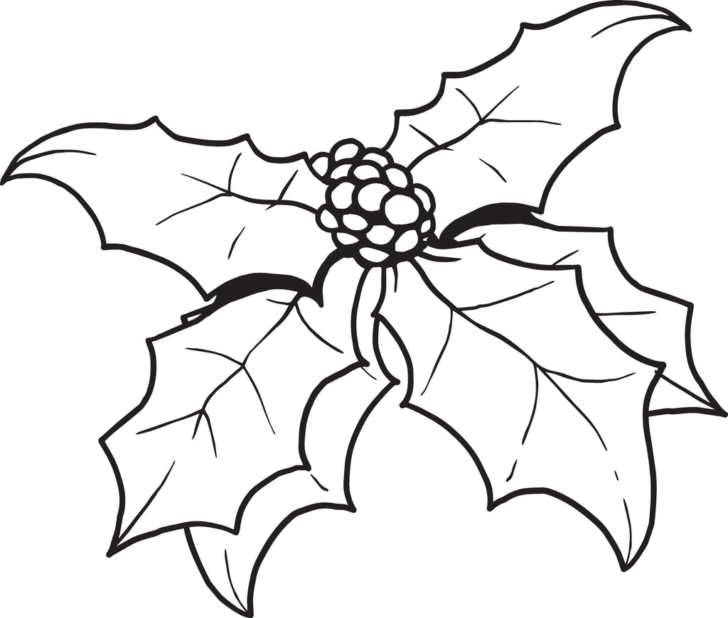 FREE Printable Christmas Holly Coloring Page for Kids