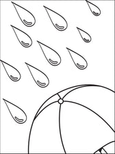 Big Raindrops and Umbrella Coloring Page