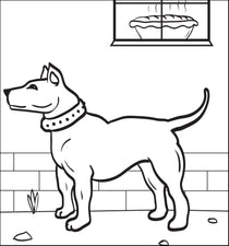 Coloring Page of a Dog Smelling Pie