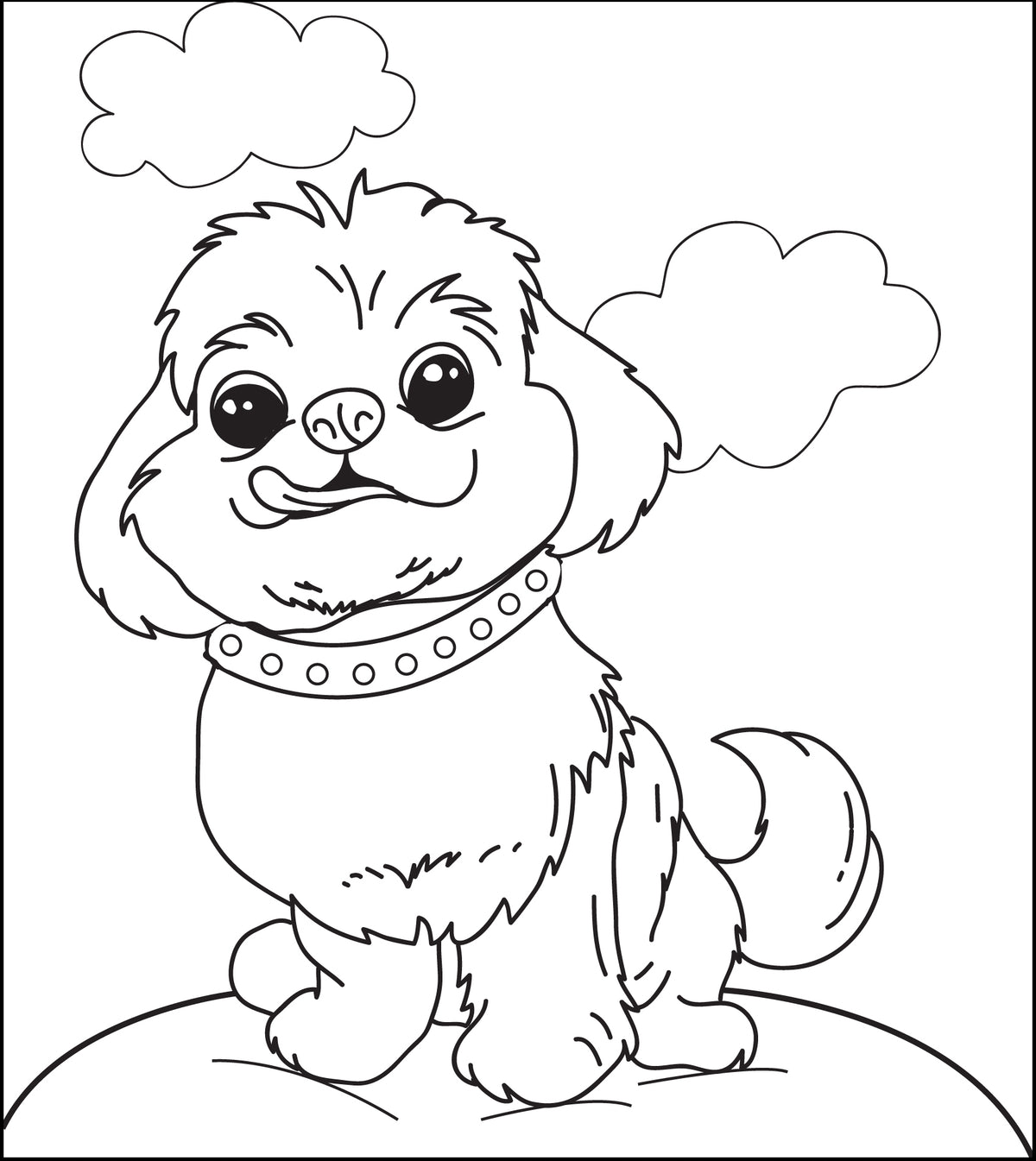 Cute Fluffy Puppy Dog Coloring Page
