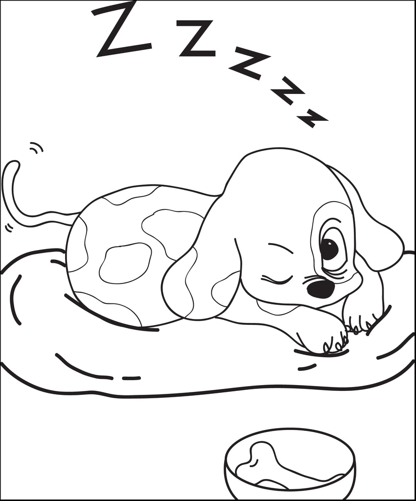 Sleeping Puppy Dog Coloring Page