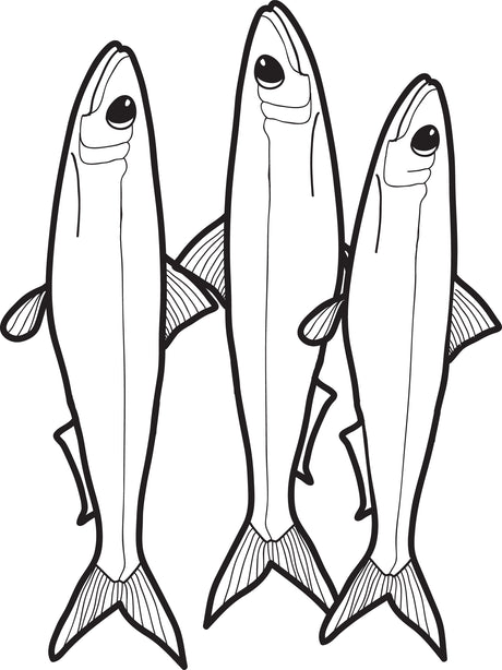 Three Fish Coloring Page