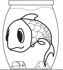 Cartoon Fish in a Fishbowl Coloring Page