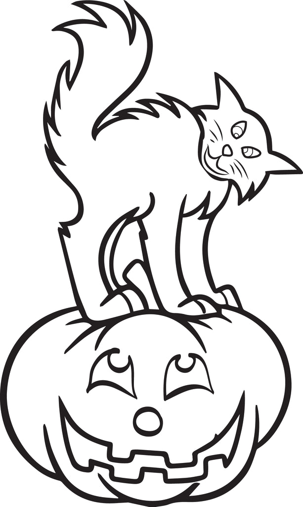 Cute Halloween Cat Coloring Page
