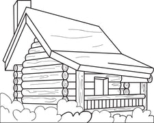 FREE Printable Log Cabin Coloring Page for Kids