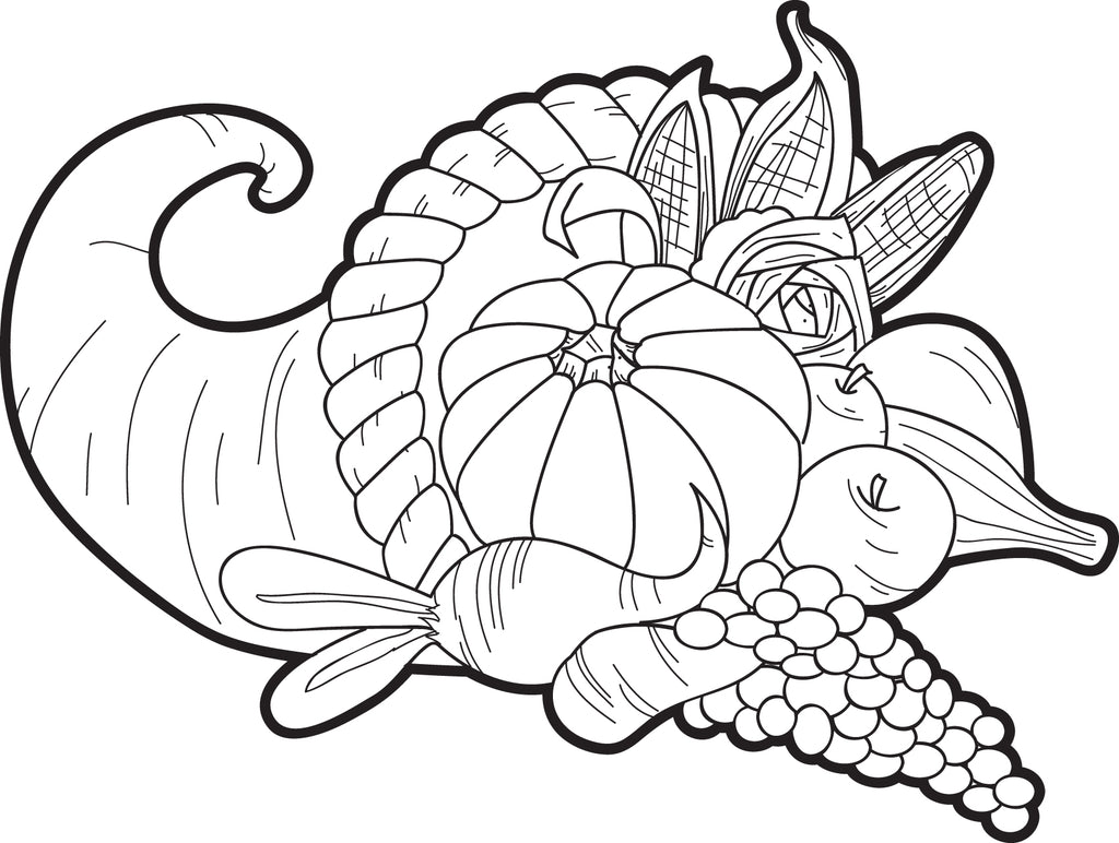Printable Cornucopia Thanksgiving Coloring Page For Kids SupplyMe Printable Cornucopia Thanksgiving Coloring Page For Kids SupplyMe