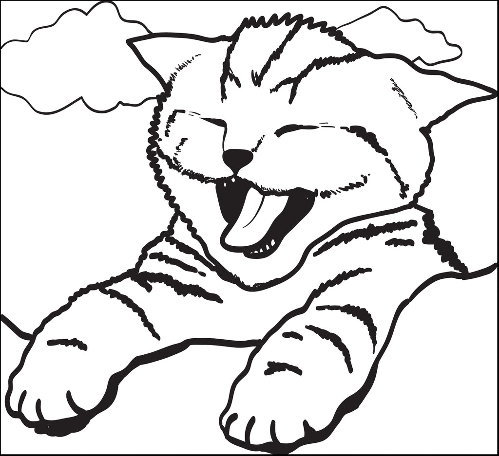 Cute Kitty Cat Yawning Coloring Page