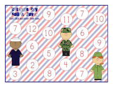 Veterans Day Roll & Cover Game Printable