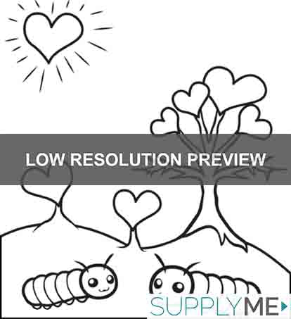 Caterpillars In Love Valentine's Day Coloring Page