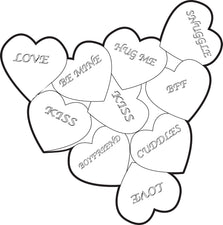 Valentine Heart Candies Coloring Page