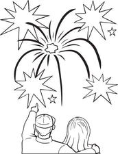 Fireworks Coloring Page #3